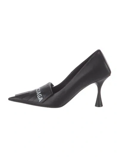 Pre-owned Balenciaga Leather Fringe Trim Accent Pumps In Black