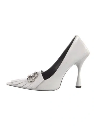 Pre-owned Balenciaga Leather Fringe Trim Accent Pumps In White