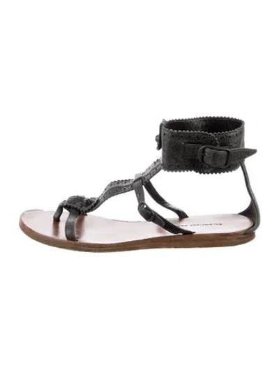 Pre-owned Balenciaga Leather Gladiator Sandals In Black