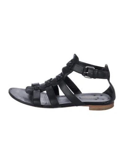 Pre-owned Balenciaga Leather Gladiator Sandals In Black