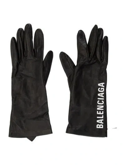 Pre-owned Balenciaga Leather Gloves In Black