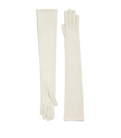 Balenciaga Leather Gloves In White