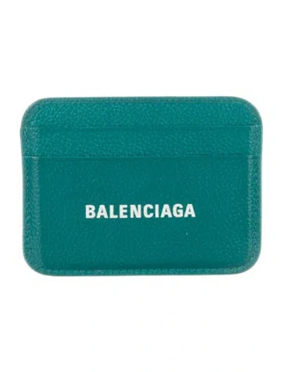 Pre-owned Balenciaga Leather Graphic Print Card Holder In Green