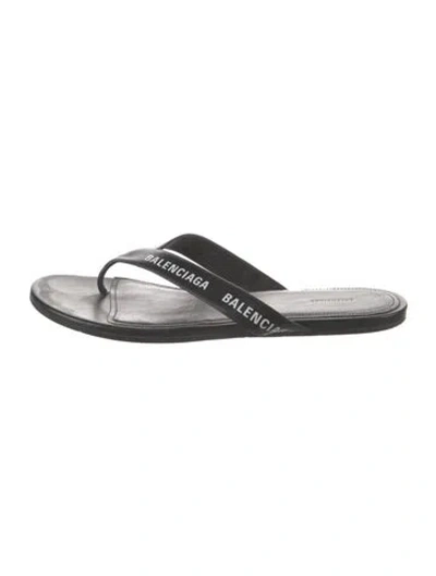 Pre-owned Balenciaga Leather Graphic Print Flip Flops In Multi