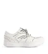Balenciaga Women Hamptons Worn-out Leather Low-top Sneakers In White