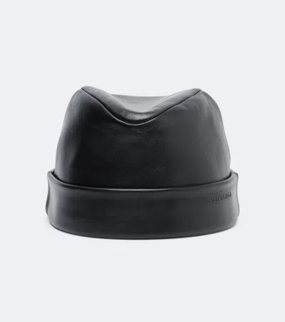 Balenciaga Leather Hat In Black
