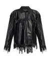 Balenciaga Leather Jacket With Fringes In Black