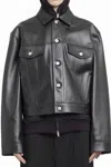 Balenciaga Black Cropped Jacket With Silver-tone Branded Buttons In Super Smooth Leather Woman In Black