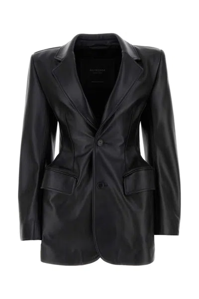 Balenciaga Leather Jackets In Black