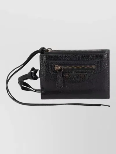 Balenciaga Leather Keyring In Black