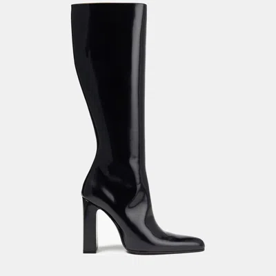 Pre-owned Balenciaga Leather Knee Length Boots Size 39 In Black