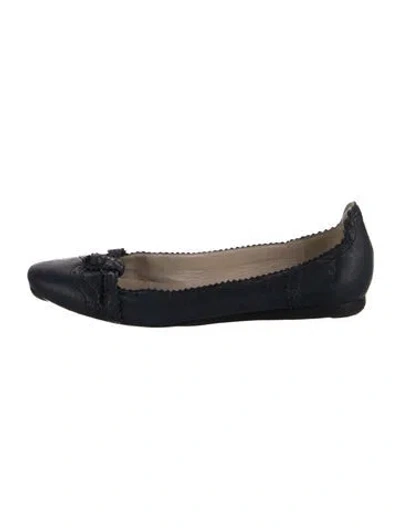 Pre-owned Balenciaga Leather Lasercut Accents Ballet Flats In Blue