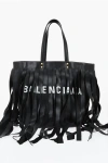 Balenciaga Leather Laundry Cabas Tote Bag With Fringes