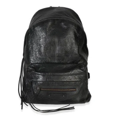 Pre-owned Balenciaga Leather Le City Backpack In Black