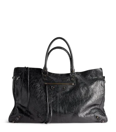 Balenciaga Leather Le City Travel Top-handle Bag In Black