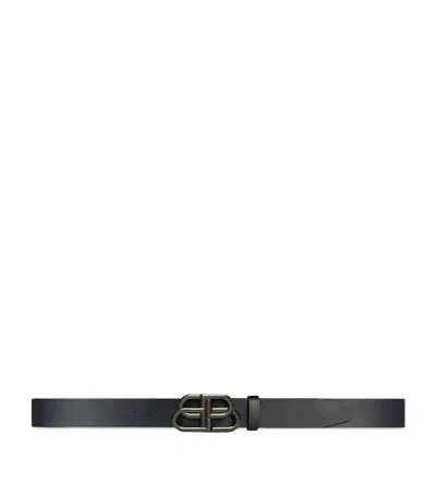 Balenciaga Bb Buckle Leather Belt In Black