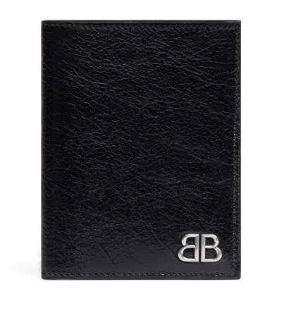 Balenciaga Leather Logo Bifold Wallet In Black