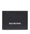 Balenciaga Black Card Holder With Logo Lettering On The Front In Grained Leather Man In Black