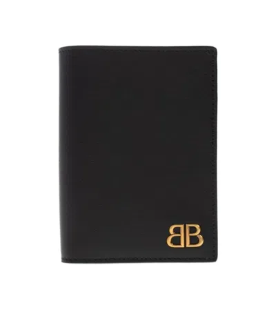 Balenciaga Leather Logo Cardholder In Black