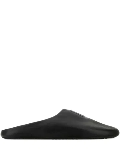BALENCIAGA LEATHER LOGO MULES