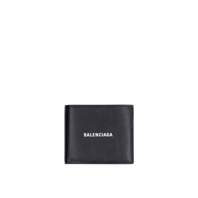 Balenciaga Leather Logo Wallet In Black