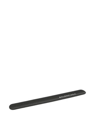 Pre-owned Balenciaga Leather Loop Bracelet In Black