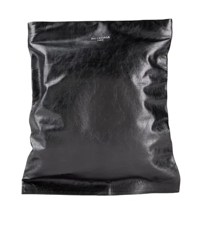 Balenciaga Leather Medium Clutch In Black