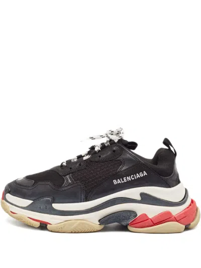 Pre-owned Balenciaga Leather Mesh Sneakers In Black