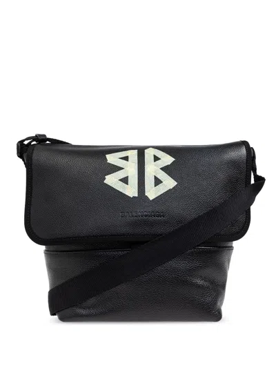 Balenciaga Leather Messenger Bag In Black