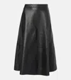 Balenciaga Midi Flared Leather Skirt In Black