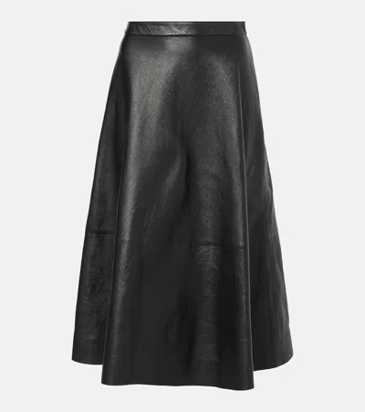 BALENCIAGA LEATHER MIDI SKIRT