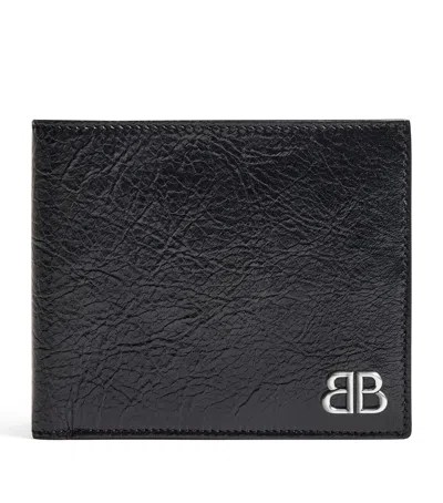 Balenciaga Leather Monaco Bifold Wallet In Black