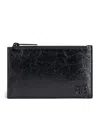 Balenciaga Leather Monaco Coin And Card Holder In Black