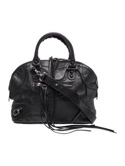 Pre-owned Balenciaga Leather Motocross Bowling Bag 2023 In Black