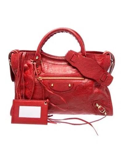 Pre-owned Balenciaga Leather Motocross Classic City In Red