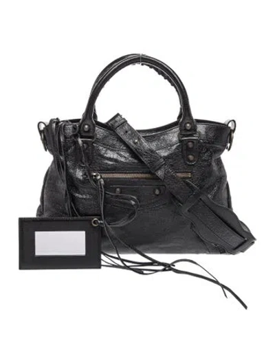 Pre-owned Balenciaga Leather Motocross Classic Town Bag In Black