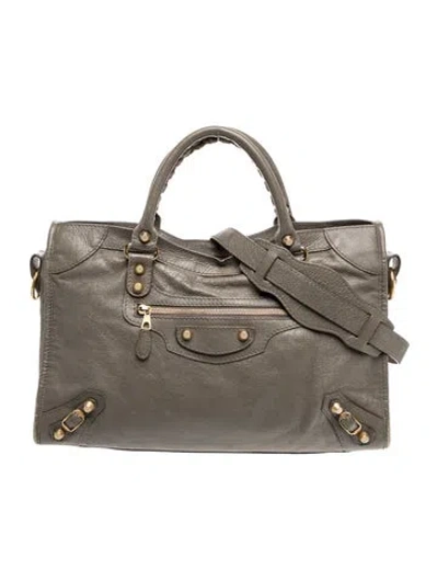 Pre-owned Balenciaga Leather Motocross Giant 12 City In Gray