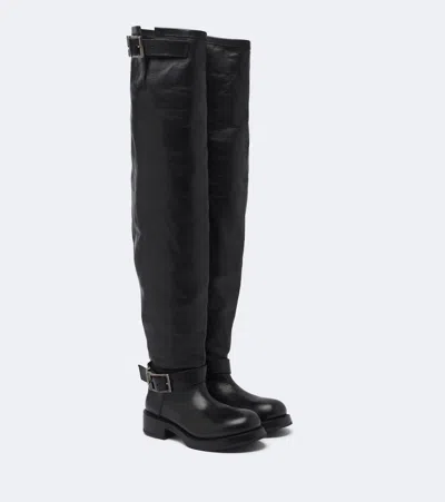 Balenciaga Leather Over-the-knee Boots In Black