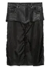 Balenciaga Leather-panel Midi Skirt In Black