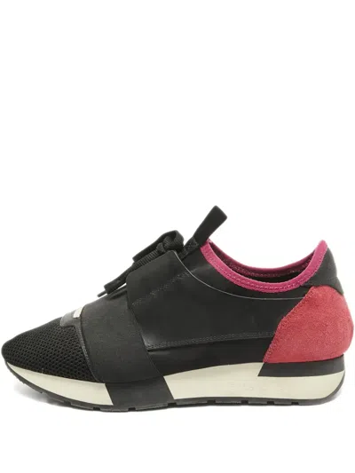 Pre-owned Balenciaga Leather Panelled Sneakers In Black