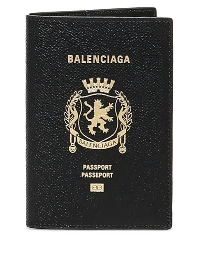 Balenciaga Leather Passport Holder In Black