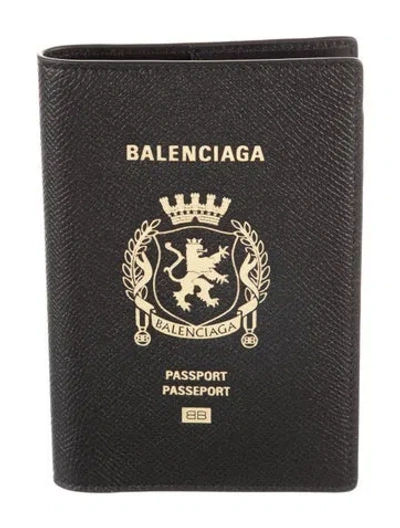 Pre-owned Balenciaga Leather Passport Holder In Black