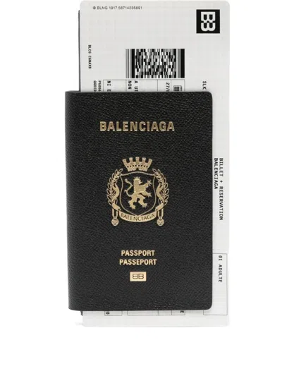 Balenciaga Black Passport Calf Leather Long Wallet