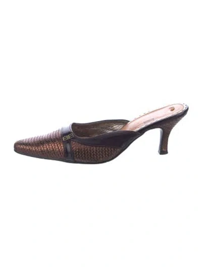 Pre-owned Balenciaga Leather Patterned Mules In Brown