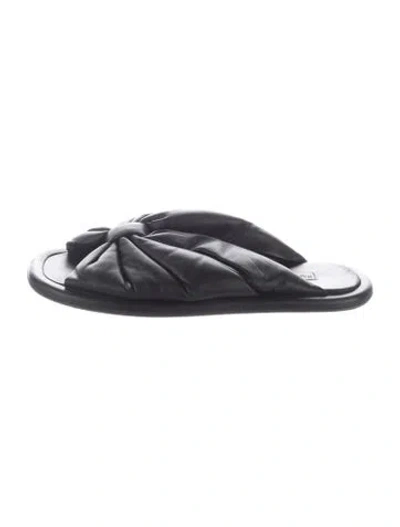 Pre-owned Balenciaga Leather Pleated Accents Mules In Black