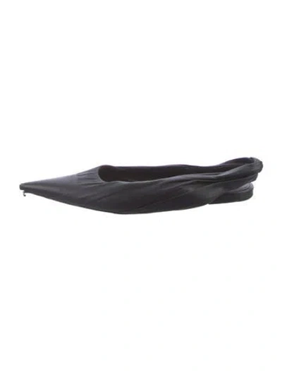 Pre-owned Balenciaga Leather Pleated Accents Slingback Flats In Black