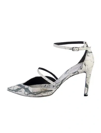 Pre-owned Balenciaga Leather Printed D'orsay Pumps In White