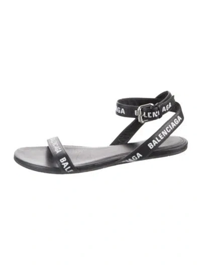 Pre-owned Balenciaga Leather Printed Gladiator Sandals In Black