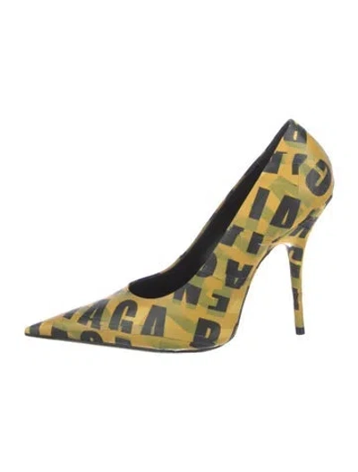 Pre-owned Balenciaga Leather Printed Pumps In Yellow