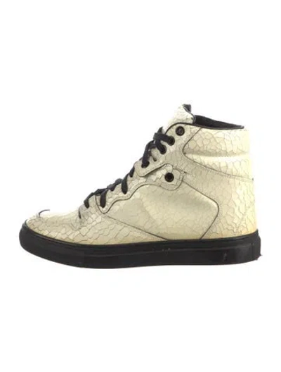 Pre-owned Balenciaga Leather Printed Wedge Sneakers In Multi